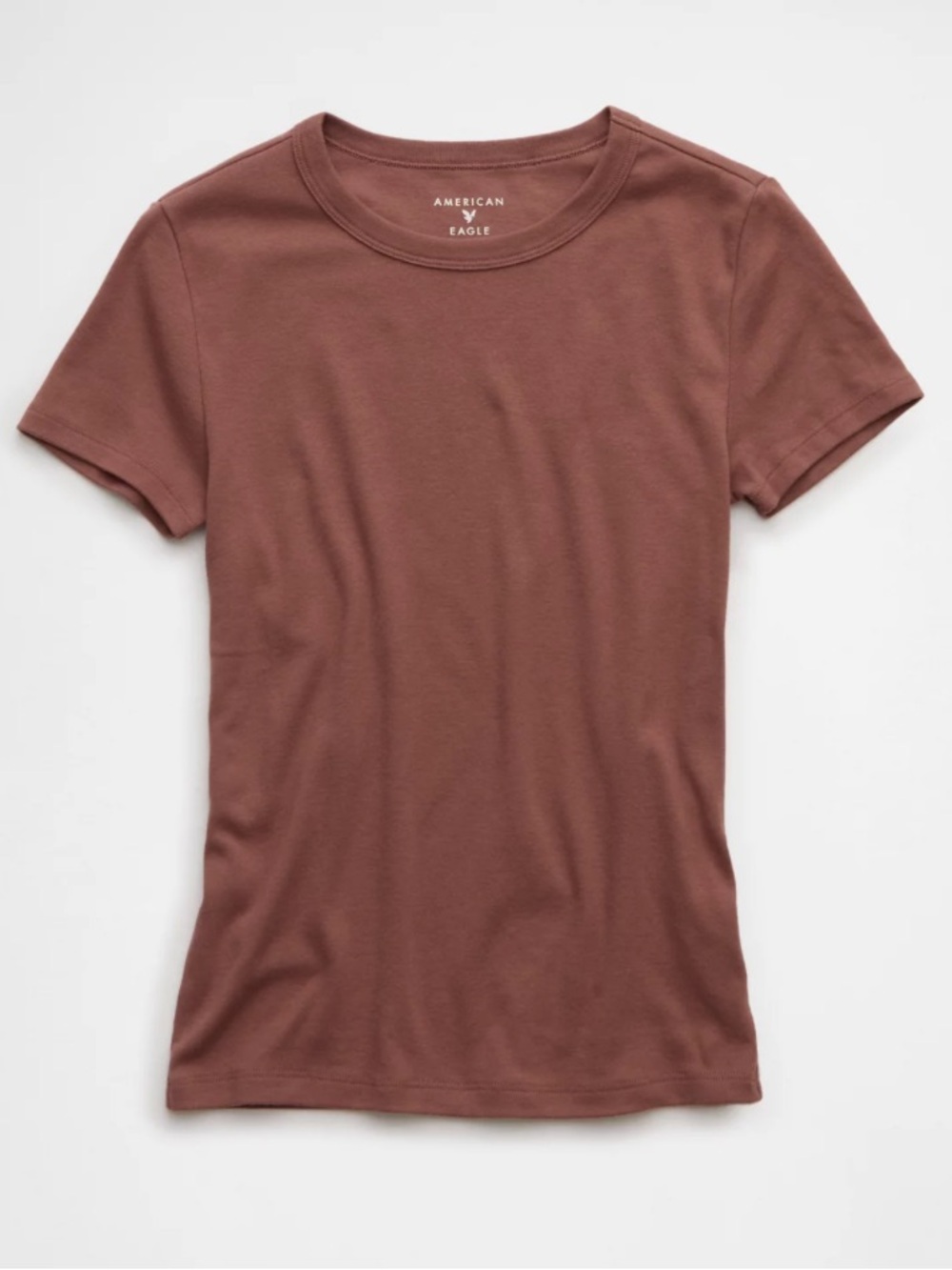American Eagle Hey Baby Ribbed Short Sleeve Baby Tee Dark Mauve Brown L